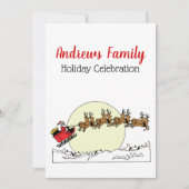 Santa Reindeer over sneeuw afgedekt door stad Lt M Kaart (Voorkant)