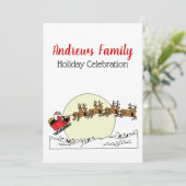 Santa Reindeer over sneeuw afgedekt door stad Lt M Kaart (Staand voorkant)