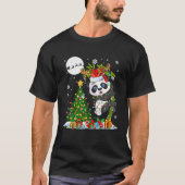 Santa Reindeer Panda-kerstboom Lights T-shirt (Voorkant)