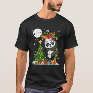 Santa Reindeer Panda-kerstboom Lights T-shirt