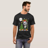 Santa Reindeer Panda-kerstboom Lights T-shirt (Voorkant volledig)