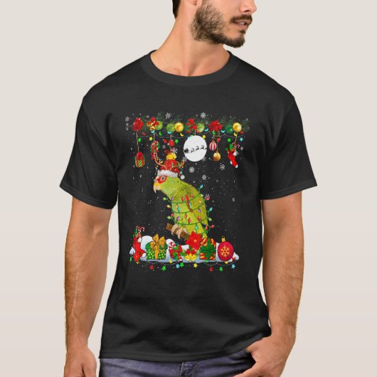 Santa Reindeer Parrot With Xmas Presents Ornaments T-shirt (Voorkant)