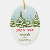 Santa Reindeer Red Truck Winter Forest Kinder Keramisch Ornament (Achterkant)