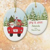 Santa Reindeer Red Truck Winter Forest Kinder Keramisch Ornament