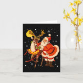  Santa Reindeer Retro jaren 1950 Kerst Pajam Kaart (Gele Bloem)