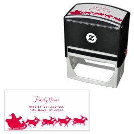 Santa Reindeer Return Address Self-inking Stamp Zelfinktende Stempel