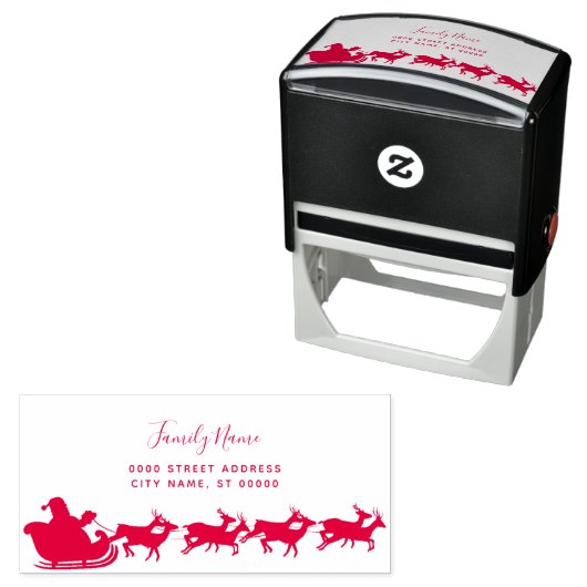 Santa Reindeer Return Address Self-inking Stamp Zelfinktende Stempel (In situ)