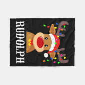 Santa Reindeer Rudolph Xmas Group Costume  Fleece Deken (Voorkant (Horizontaal))