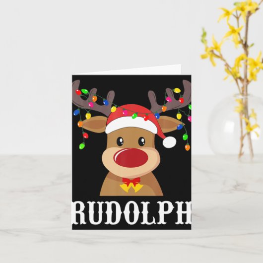 Santa Reindeer Rudolph Xmas Group Costume  Kaart (Gele Bloem)