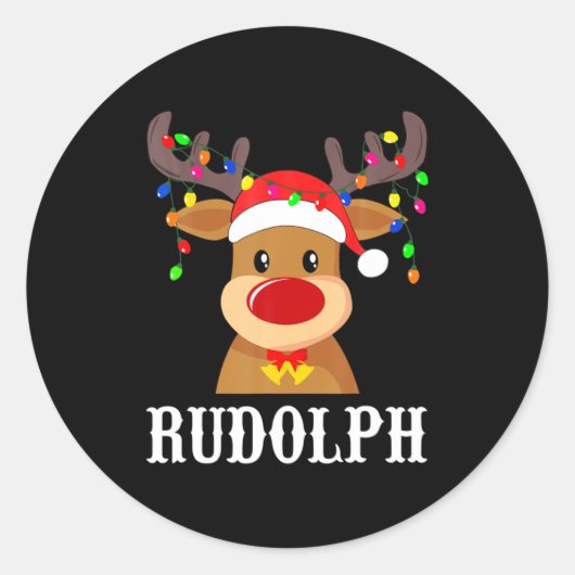 Santa Reindeer Rudolph Xmas Group Costume  Ronde Sticker (Voorkant)