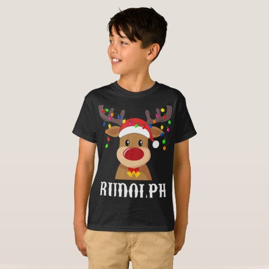 Santa Reindeer Rudolph Xmas Group Costume  T-shirt (Voorkant volledig)