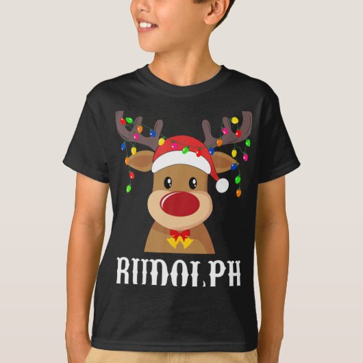 Santa Reindeer Rudolph Xmas Group Costume T Shirt  (Voorkant)