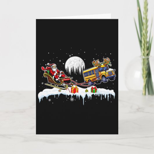 Santa Reindeer School Bus Christmas Driver Team Lo Kaart (Voorkant)