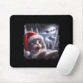 Santa Reindeer Selfie Cat Funny Christmas Tee Muismat (Met muis)