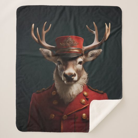 Santa Reindeer Sherpa Deken (Voorkant)