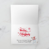 Santa Reindeer Snow Pine Trees voegen Names Holida Feestdagen Kaart (Binnen)