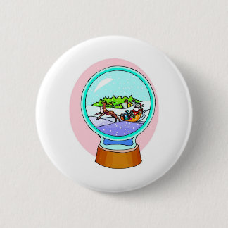 Santa Reindeer Snow Wereldbol Ronde Button 5,7 Cm
