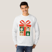 Santa, Reindeer, Snowman & Tree Art T-shirt (Voorkant volledig)