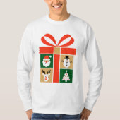 Santa, Reindeer, Snowman & Tree Art T-shirt (Voorkant)
