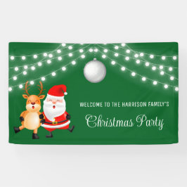 Santa Reindeer String Lights Kerstbal Spandoek