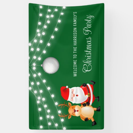 Santa Reindeer String Lights Kerstbal Spandoek (Verticaal)
