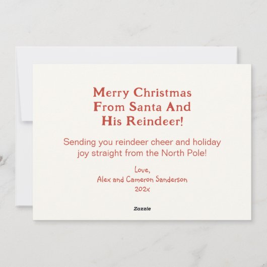 Santa Reindeer Vintage Kerstmis Feestdagenkaart (Achterkant)
