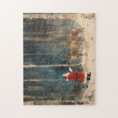 Santa Reindeer Vintage Kerstmis Legpuzzel (Verticaal)