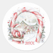 Santa Reindeers Candy Cane Kerst sticker (Voorkant)