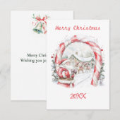 Santa Reindeers Christmas Flat Note Card Notitiekaartje (Voorkant / Achterkant)