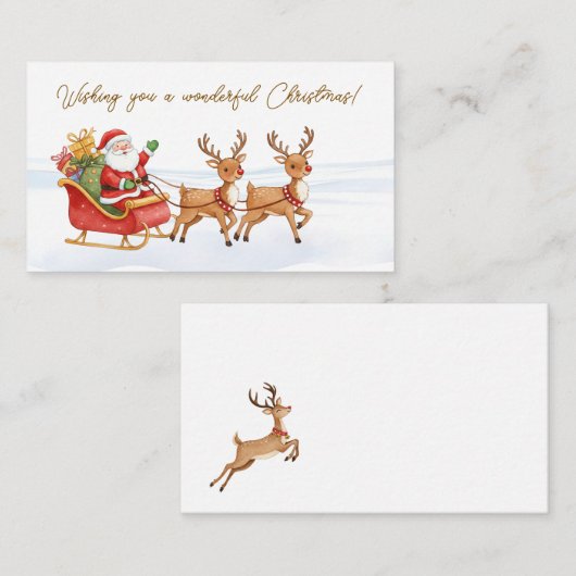 Santa Reindeers Christmas Informatiekaartje (Voorkant / Achterkant)