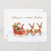 Santa Reindeers Sleigh Christmas Postcard Briefkaart (Voorkant / Achterkant)