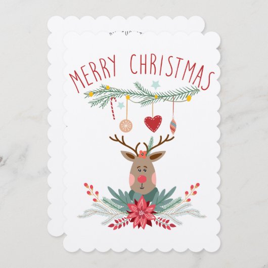 Santa Reindekerst Scandinavische kaart (Voorkant / Achterkant)