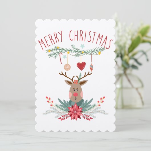 Santa Reindekerst Scandinavische kaart (Staand voorkant)