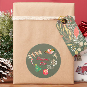 Santa Reindekerstgrijs Klassic Round Sticke Ronde Sticker