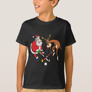 Santa Reindespelende de Speler van de Hockey van h T-shirt