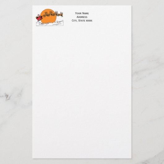 Santa Reindester over sneeuwbedekking Briefpapier (Voorkant)
