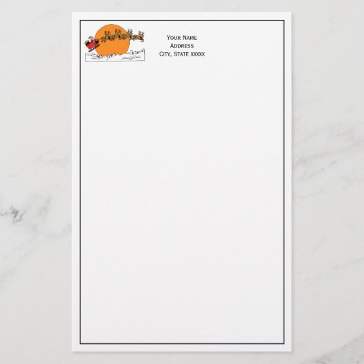 Santa Reindester over sneeuwbedekking Briefpapier (Voorkant)