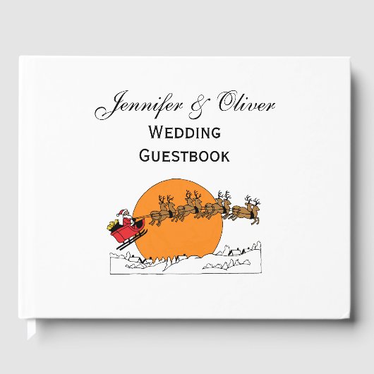 Santa Reindester over sneeuwbedekking Gastenboek (Voorkant)