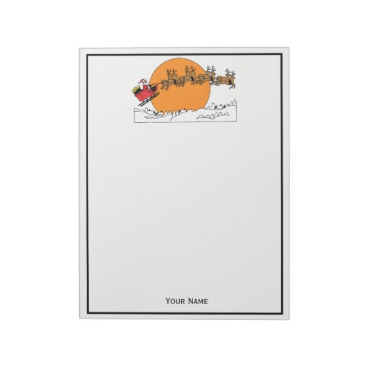 Santa Reindester over sneeuwbedekking Notitieblok (Linkerzijde)