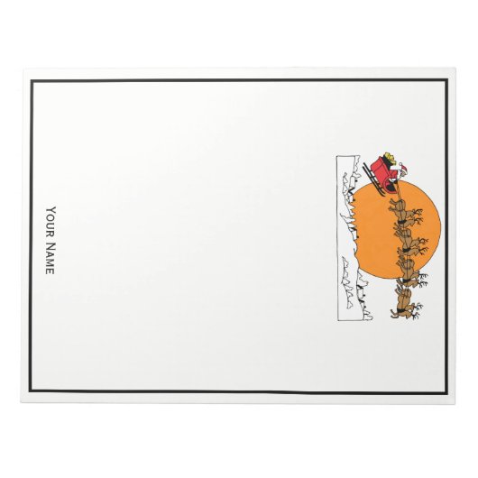 Santa Reindester over sneeuwbedekking Notitieblok (Voorkant)