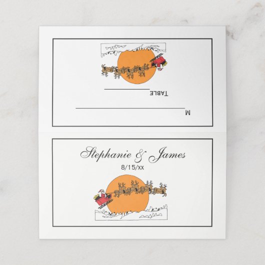 Santa Reindester over sneeuwbedekking Plaatskaartje (Buitenkant ongevouwen)