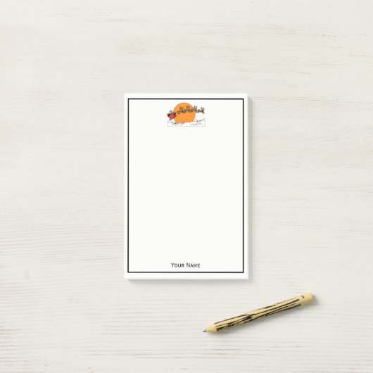 Santa Reindester over sneeuwbedekking Post-it® Notes (Op bureau)