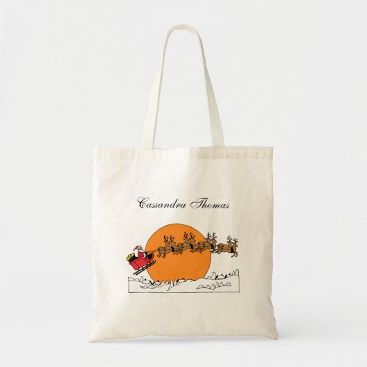 Santa Reindester over sneeuwbedekking Tote Bag (Voorkant)