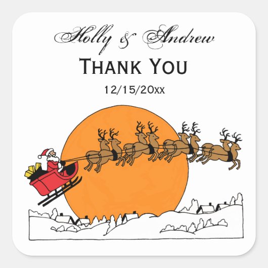 Santa Reindester over sneeuwbedekking Vierkante Sticker (Voorkant)