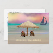 Santa ReindeTropical Summer Holiday Feestdagenkaart (Voorkant / Achterkant)