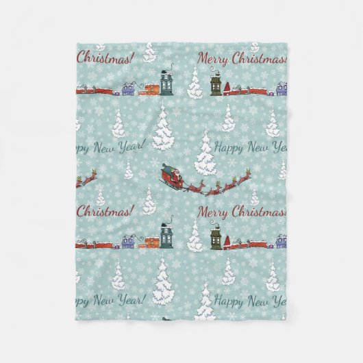 santa reindierteam fleece deken (Voorkant)
