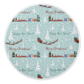 santa reindierteam keramische knop (Voorkant)