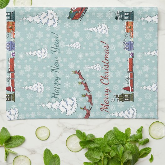 santa reindierteam theedoek (Gevouwen)