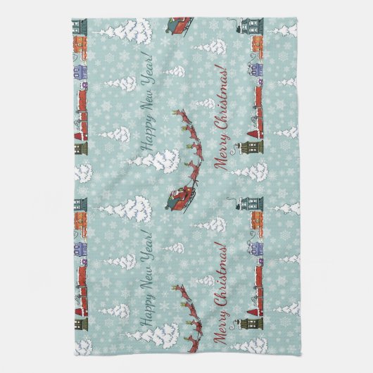 santa reindierteam theedoek (Verticaal)