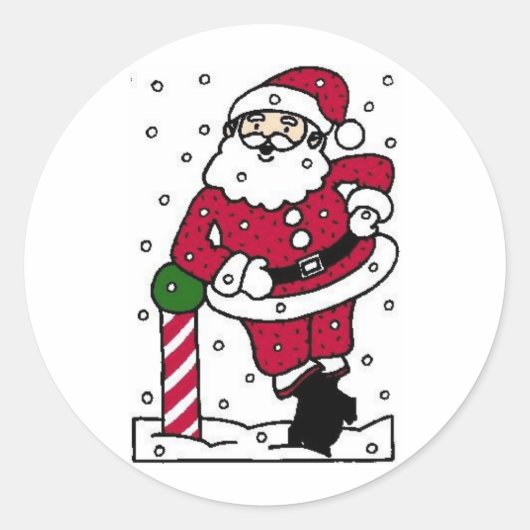 Santa Relaxas op Noordpoolkerstaven Ronde Sticker (Voorkant)